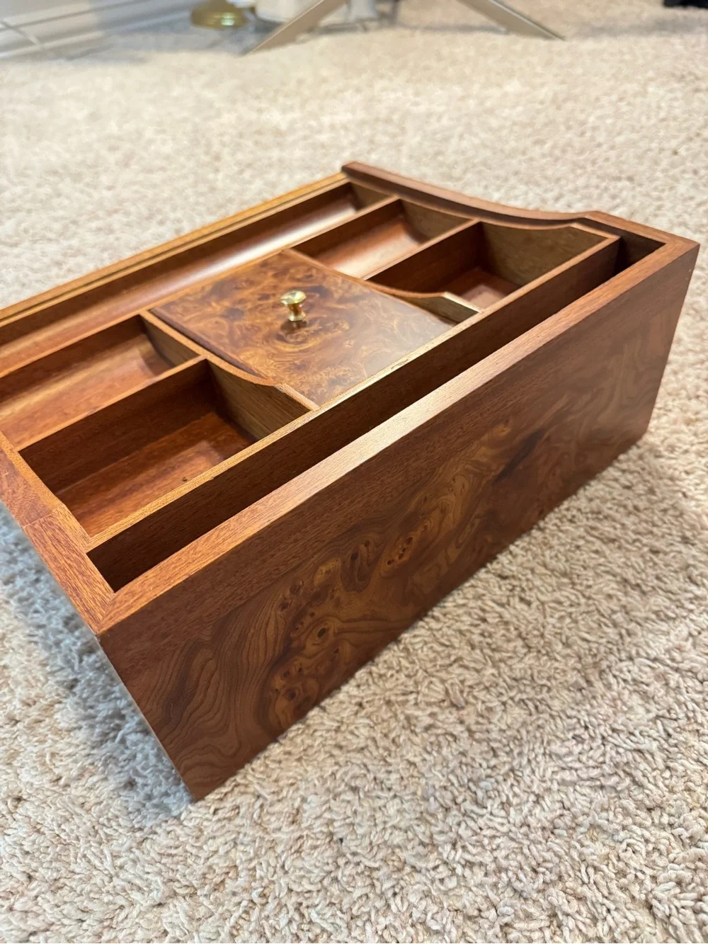 Rare Vintage Men's Dresser Jewelry Valet Tray Wood Jewelry Box Organizer